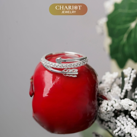 Nhẫn bạc s925 NCJ08 Hình Mũi Tên Đính Đá Lấp Lánh Chariot Jewelry