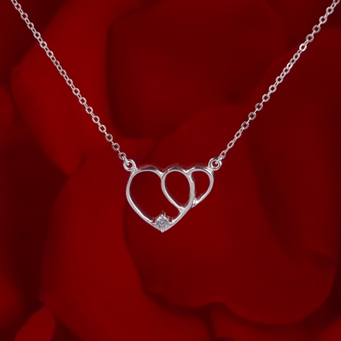 Dây chuyền bạc DCJ70 S925 trái tim đôi xinh xắn đính đá, quà tặng Valentine ý nghĩa, Chariot Jewelry