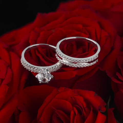 Nhẫn đôi bạc S925 nam nữ NCJ100 Gemstone Sparkle, nhẫn couple bạc, quà tặng 8-3 ý nghĩa dành tặng bạn gái, ChariotJewelry