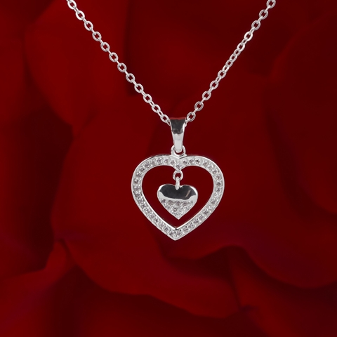 Dây chuyền DCJ07 S925 Trái tim thanh lịch, quà tặng Valentine,ChariotJewelry
