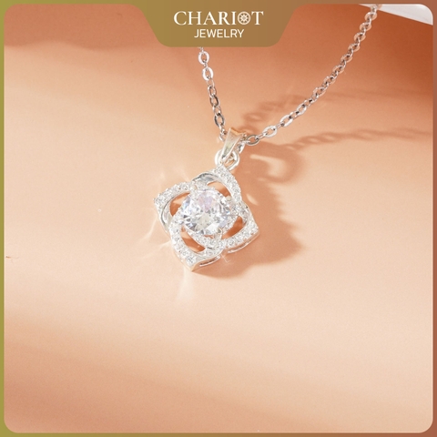 Dây chuyền bạc DCJ25 s925 bông hoa đính đá lấp lánh Chariot Jewelry