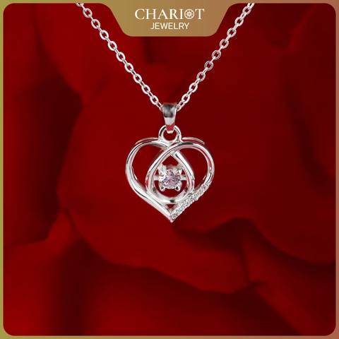 Dây chuyền bạc DCJ46 S925 trái tim đính đá, quà tặng 8-3 ý nghĩa, Chariot Jewelry