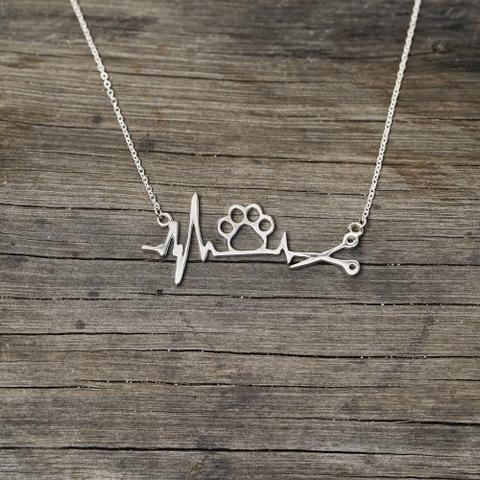 Dây chuyền DCJ98 nhịp đập trái tim dấu chân Pet bạc 925 ChariotJewelry