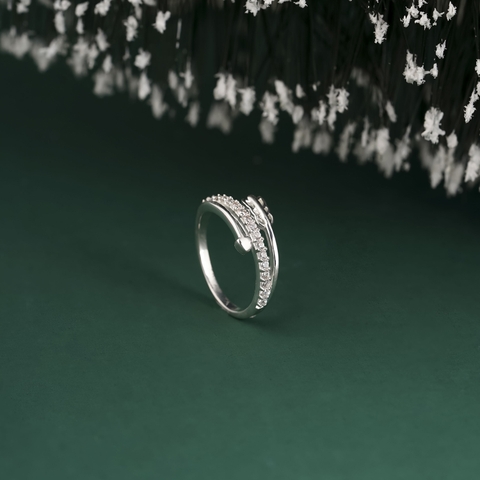 Nhẫn bạc NCJ08 mũi tên đính đá lấp lánh, quà tặng sinh nhật dành cho bạn gái ChariotJewelry