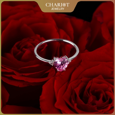 Nhẫn bạc S925 NCJ48 đính đá trái tim, quà tặng 8-3 ý nghĩa dành cho bạn gái, Chariot Jewelry