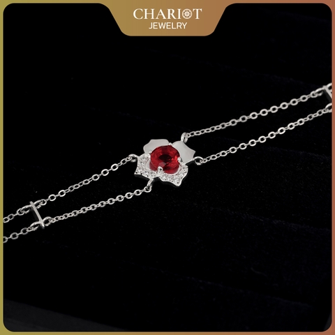 Lắc tay BCJ10 bông hoa đá đỏ quyến rũ Chariot Jewelry