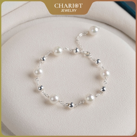 Lắc tay BCJ11 ngọc trai mix hạt tròn bạc năng động Chariot Jewelry