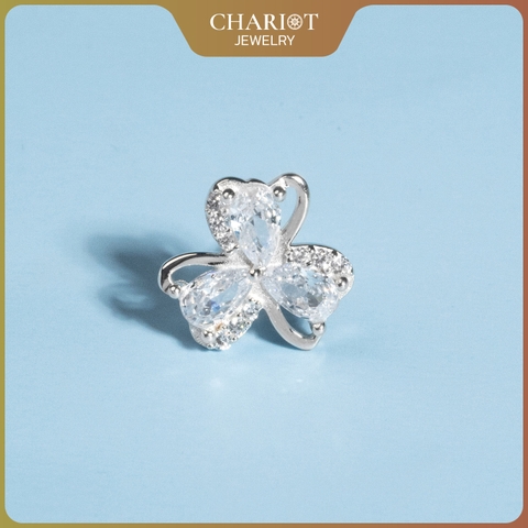Khuyên tai bạc ECJ73 cánh hoa lấp lánh, đơn giản và nữ tính Chariot Jewelry