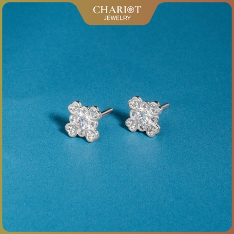 Khuyên tai bạc ECJ79 bông hoa tỏa sáng Chariot Jewelry