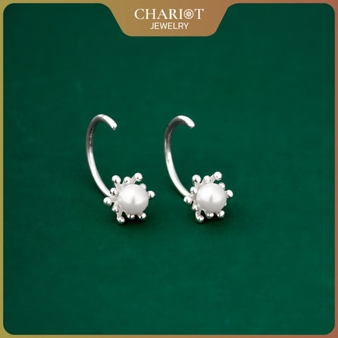 Khuyên tai bạc ECJ82 giọt sương long lanh Chariot Jewelry
