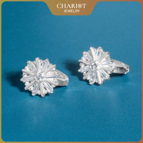 Khuyên tai bạc ECJ84 nụ hoa tỏa sáng, nổi bật Chariot Jewelry