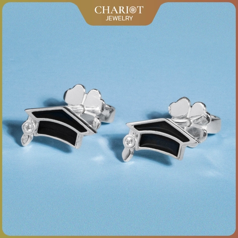 Khuyên tai bạc ECJ86 kỷ niệm tốt nghiệp Chariot Jewelry