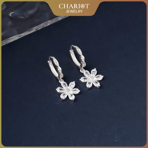 Khuyên tai bạc ECJ90 hoa thả rạng rỡ Chariot Jewelry