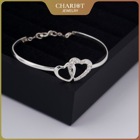 Lắc tay BCJ17 hai trái tim liên kết Chariot Jewelry