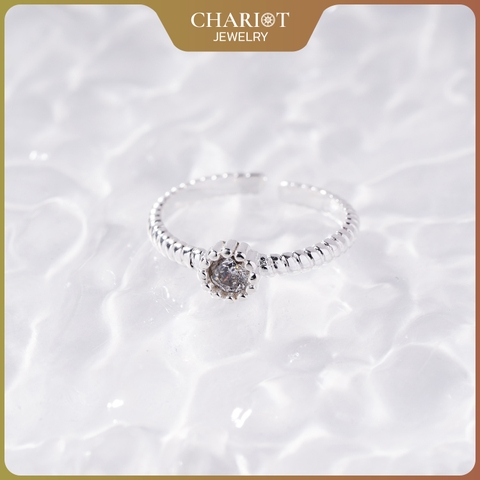 Nhẫn bạc NCJ30 hình mặt trăng đính đá, quà tặng sinh nhật dành cho bạn gái ChariotJewelry