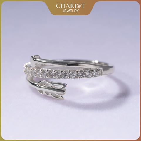 Nhẫn bạc NCJ08 mũi tên đính đá lấp lánh, quà tặng sinh nhật dành cho bạn gái ChariotJewelry