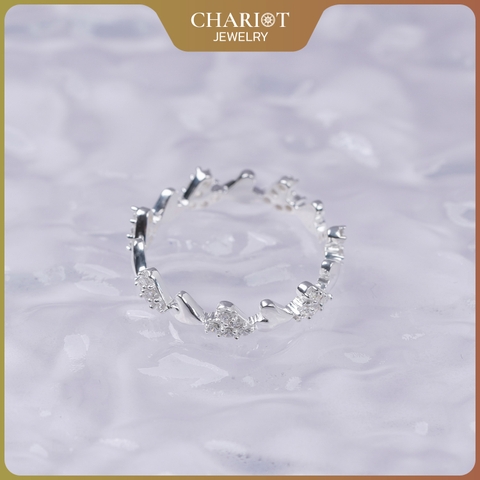 Nhẫn bạc NCJ46 Vòng lặp trái tim ChariotJewelry