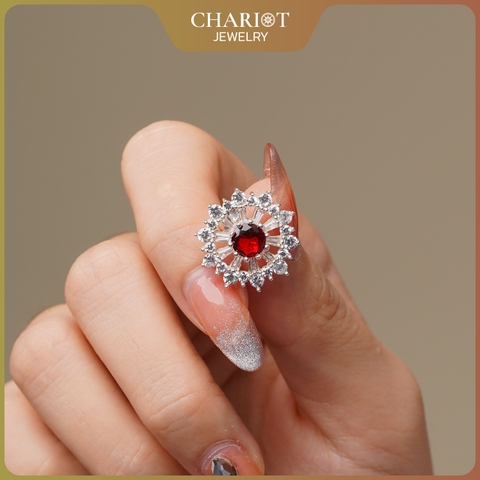 Khuyên tai bạc ECJ24 Vòng xoay hoa mặt trời s925 ChariotJewelry