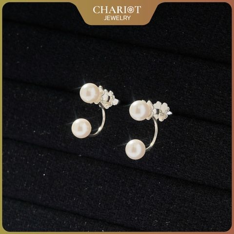 Khuyên tai bạc ECJ28 Two-in-One Pearl s925 ChariotJewelry
