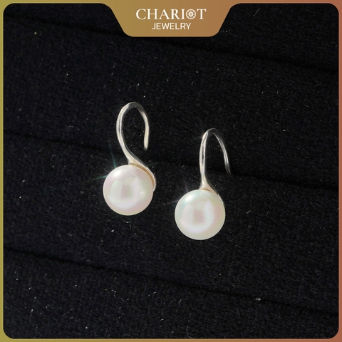 Khuyên tai bạc ECJ30 Minimalist Pearl s925 ChariotJewelry