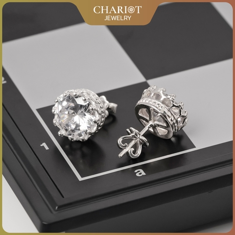 Khuyên tai bạc ECJ39 Royal Crown s925 ChariotJewelry