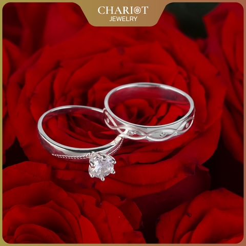 Nhẫn đôi bạc S925 nam nữ NCJ116 Destiny's Promise, nhẫn couple bạc, quà tặng 8-3 ý nghĩa dành tặng bạn gái, ChariotJewelry