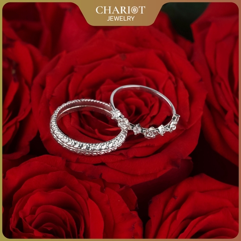 Nhẫn đôi bạc S925 nam nữ NCJ142 Blooming Love, nhẫn couple bạc, quà tặng 8-3 ý nghĩa dành tặng bạn gái, ChariotJewelry