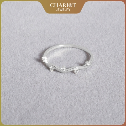 Nhẫn bạc NCJ115 Glittering Wave đính đá CZ, quà tặng sinh nhật ý nghĩa dành tặng bạn gái, ChariotJewelry
