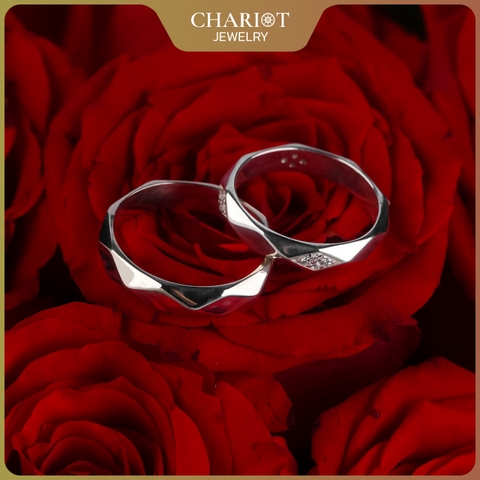 Nhẫn đôi bạc S925 nam nữ NCJ118 Geometric, nhẫn couple bạc, quà tặng Valentine ý nghĩa dành tặng bạn gái, ChariotJewelry