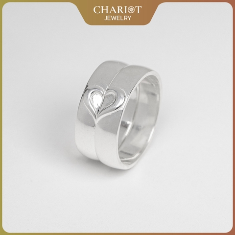 Nhẫn đôi bạc S925 nam nữ NCJ101 Heart Bond, nhẫn couple bạc, quà tặng 8-3 ý nghĩa dành tặng bạn gái, ChariotJewelry