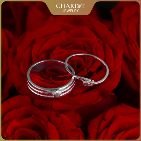 Nhẫn đôi bạc S925 nam nữ NCJ117 Stellar, nhẫn couple bạc, quà tặng 8-3 ý nghĩa dành tặng bạn gái, ChariotJewelry