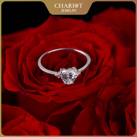 Nhẫn bạc S925 NCJ48 đính đá trái tim, quà tặng 8-3 ý nghĩa dành cho bạn gái, Chariot Jewelry