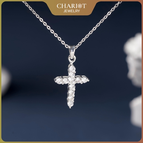 Dây chuyền DCJ09 chữ thập đính đá lấp lánh s925 ChariotJewelry