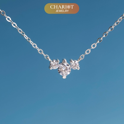 Dây chuyền bạc DCJ13 ba viên đá S925 ChariotJewelry