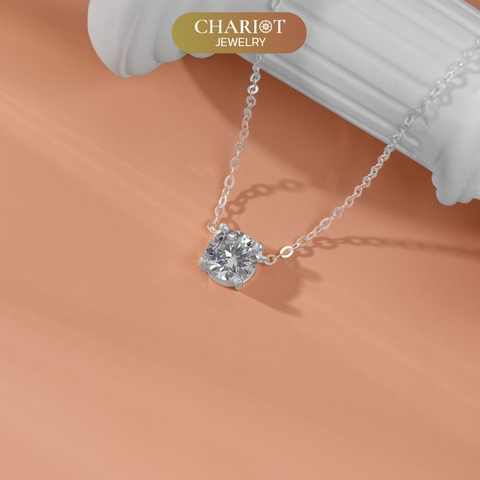Dây chuyền bạc DCJ15 mặt đá tròn S925 ChariotJewelry