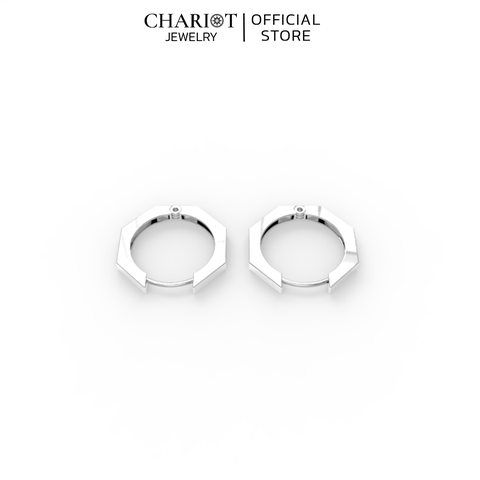 Khuyên Tai Bạc EJC47 Hình Khối Đơn Giản Chariot Jewelry