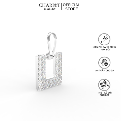 Khuyên Tai Bạc ECJ76 Hình Vuông Đính Đá Chariot Jewelry