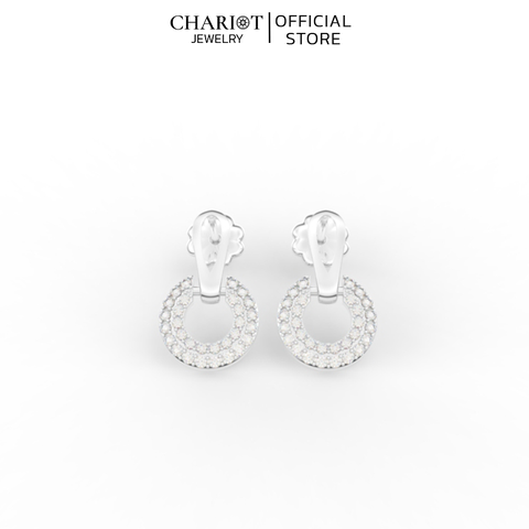 Khuyên Tai Bạc ECJ77 Hình Tròn Đính Đá Chariot Jewelry