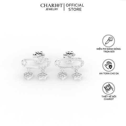 Khuyên Tai Bạc ECJ86 Heart Star Chariot Jewelry