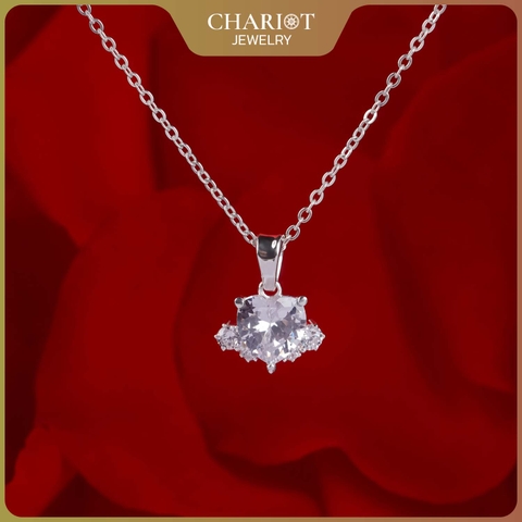 Dây chuyền DCJ68 trái tim đính đá sắc màu bạc 925 ChariotJewelry