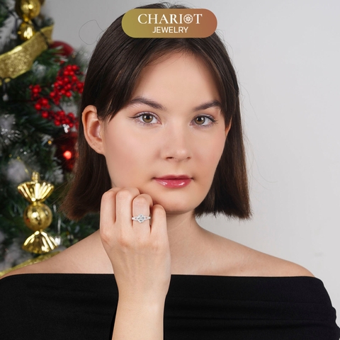 Nhẫn bạc NCJ70 bông hoa 4 cánh đính đá lấp lánh dành cho nữ ChariotJewelry