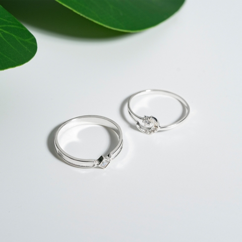 Nhẫn đôi bạc S925 nam nữ NCJ99 Sparkling Blossom, nhẫn couple bạc, quà tặng Valentine ý nghĩa dành tặng bạn gái, ChariotJewelry
