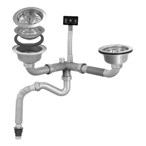 Xi phông ống xả chậu rửa chén bát 2 hố RC-252