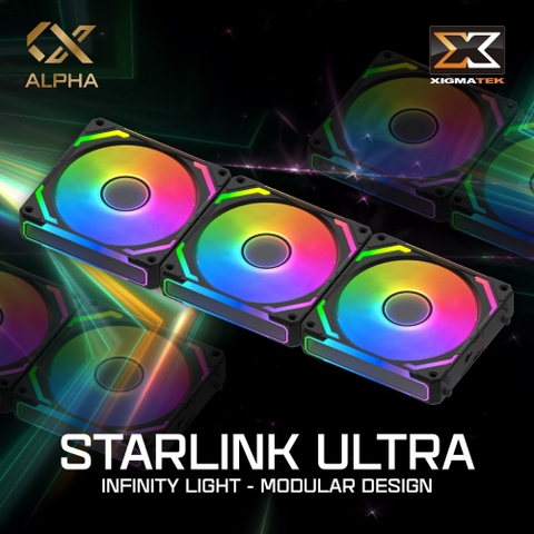 Quạt Tản Nhiệt XIGMATEK STARLINK ULTRA ARTIC - ARGB, INFINITY LIGHT, MODULAR DESIGN, PACK x3, CONTROLLER