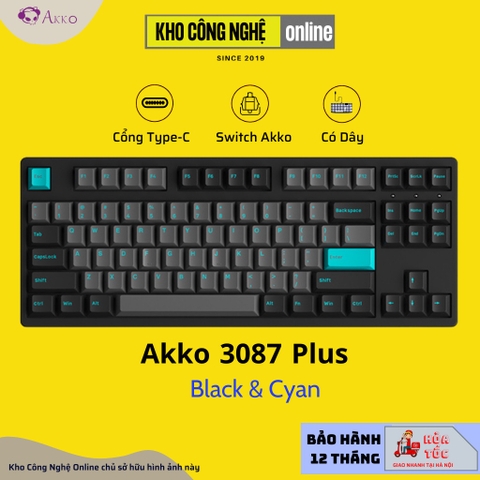 Bàn Phím Cơ AKKO 3087 Plus Black & Cyan | 3087 Plus Prunus Lannesiana (Foam tiêu âm / AKKO CS switch)