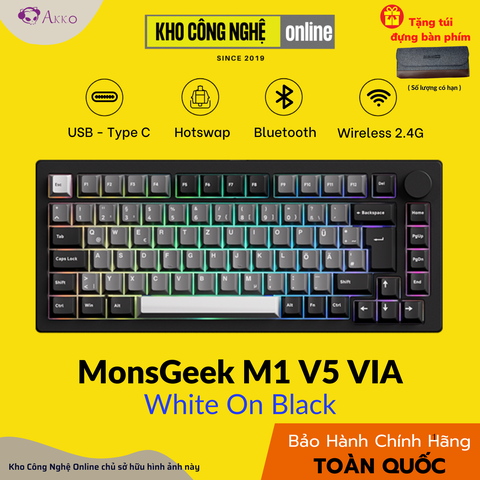 Bàn phím MonsGeek M1 V5 VIA White On Black (RGB / Aluminum / Sw Rosewood)