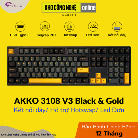 Bàn phím AKKO 3108 V3 Black & Gold