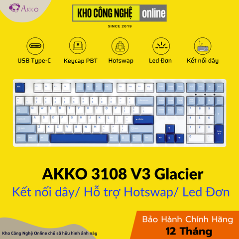 Bàn phím AKKO 3108 V3 Glacier
