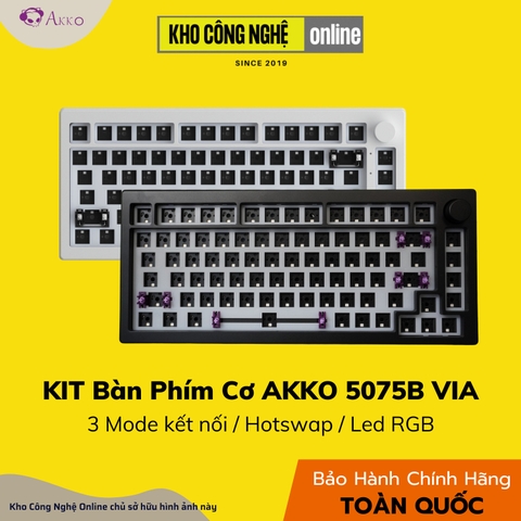 Kit bàn phím cơ AKKO 5075B Via (Multi-modes / RGB / Hotswap / Gasket mount)