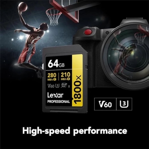 Thẻ nhớ Lexar SDXC Professional 1800x UHS-II U3 V60, 64GB / 128GB / 256GB
